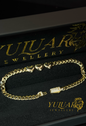 14K PUFF HEART MONACO LINK BRACELET 4MM