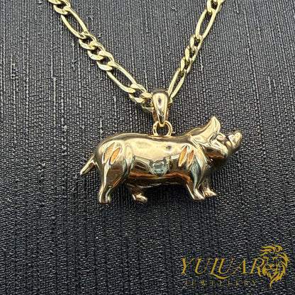 Mini Pig Pendant 14K