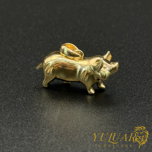 Mini Pig Pendant 14K