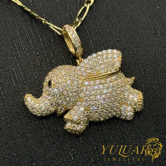 Elephant Pendant 14K CZ