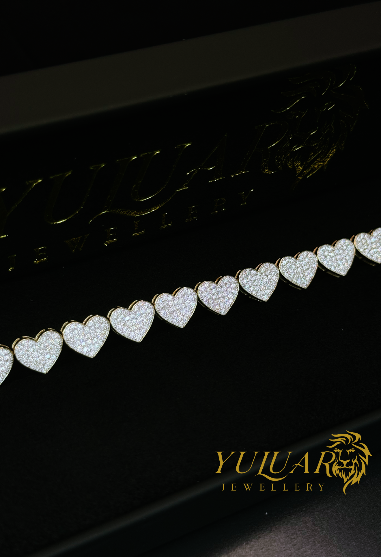 10K HEART TENNIS BRACELET 4.14 CTS TW ROUND NATURAL DIAMONDS (GH-VS)