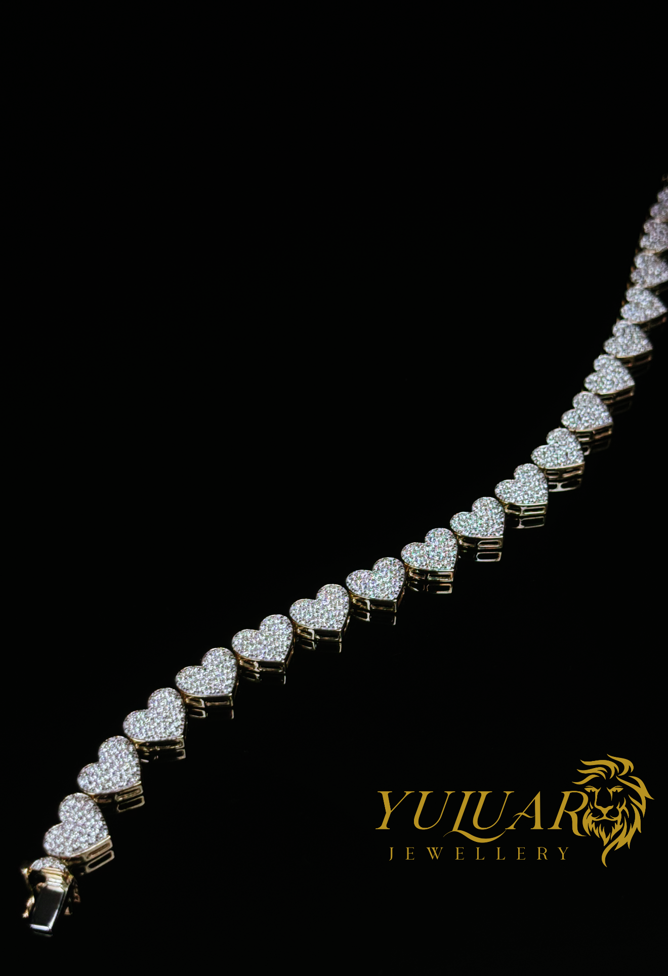 10K HEART TENNIS BRACELET 4.14 CTS TW ROUND NATURAL DIAMONDS (GH-VS)