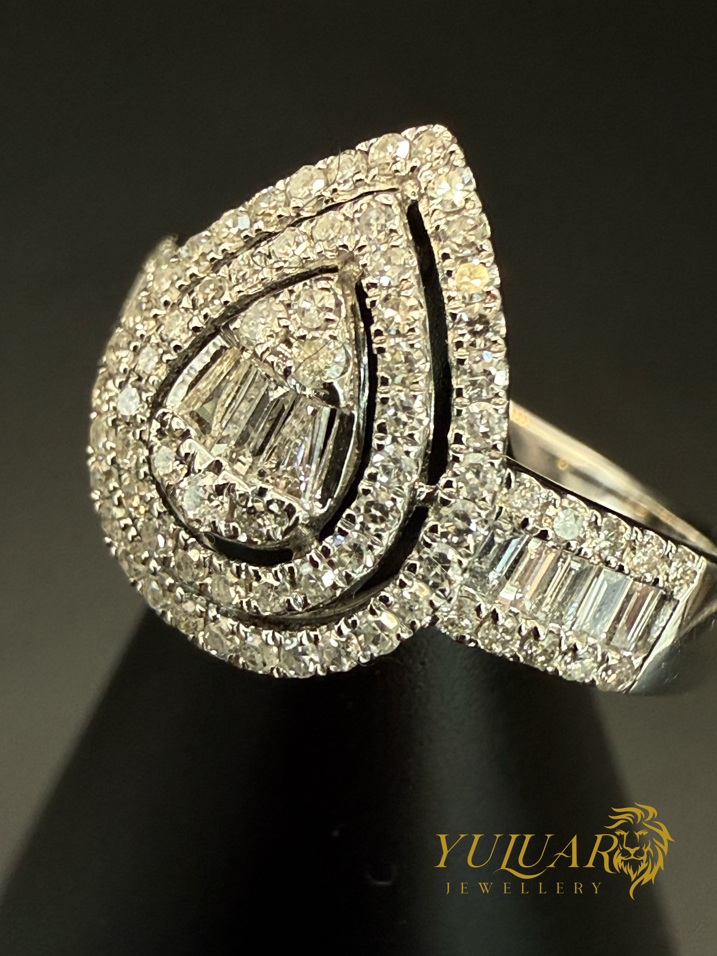 Women’s 14K White Gold Pear-Shaped Natural Diamond Ring .55 Carats