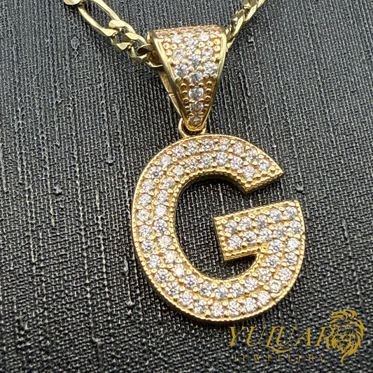 Letter Pendant 14K CZ