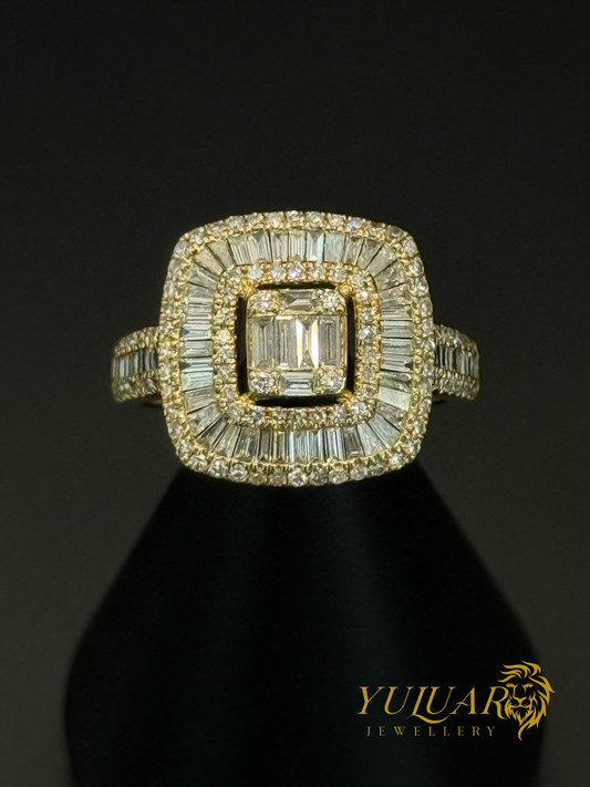 Women’s 14K Yellow Gold Engagement Ring .96 Carats Natural Diamond