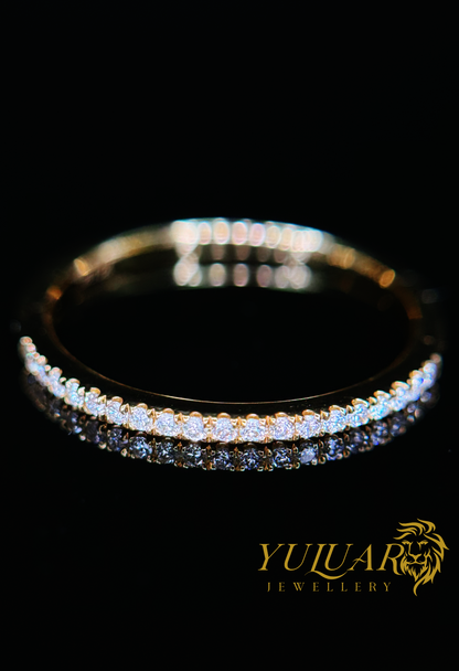 0.10 CT TW ROUND BRILLIANT NATURAL DIAMOND WEDDING BAND RING IN 14K YELLOW GOLD