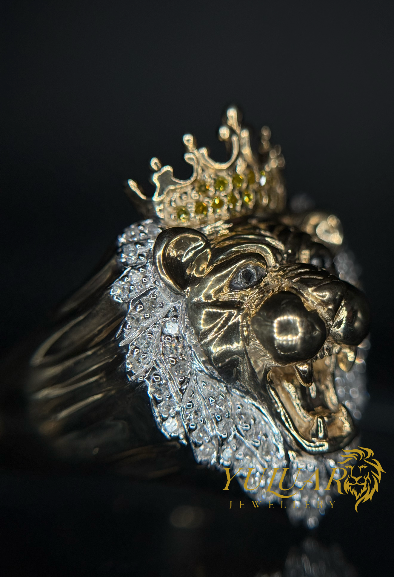 10K Men's Diamond Lion Ring