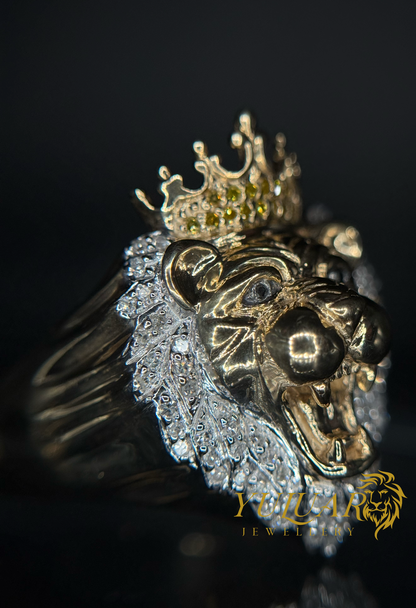 10K Men's Diamond Lion Ring