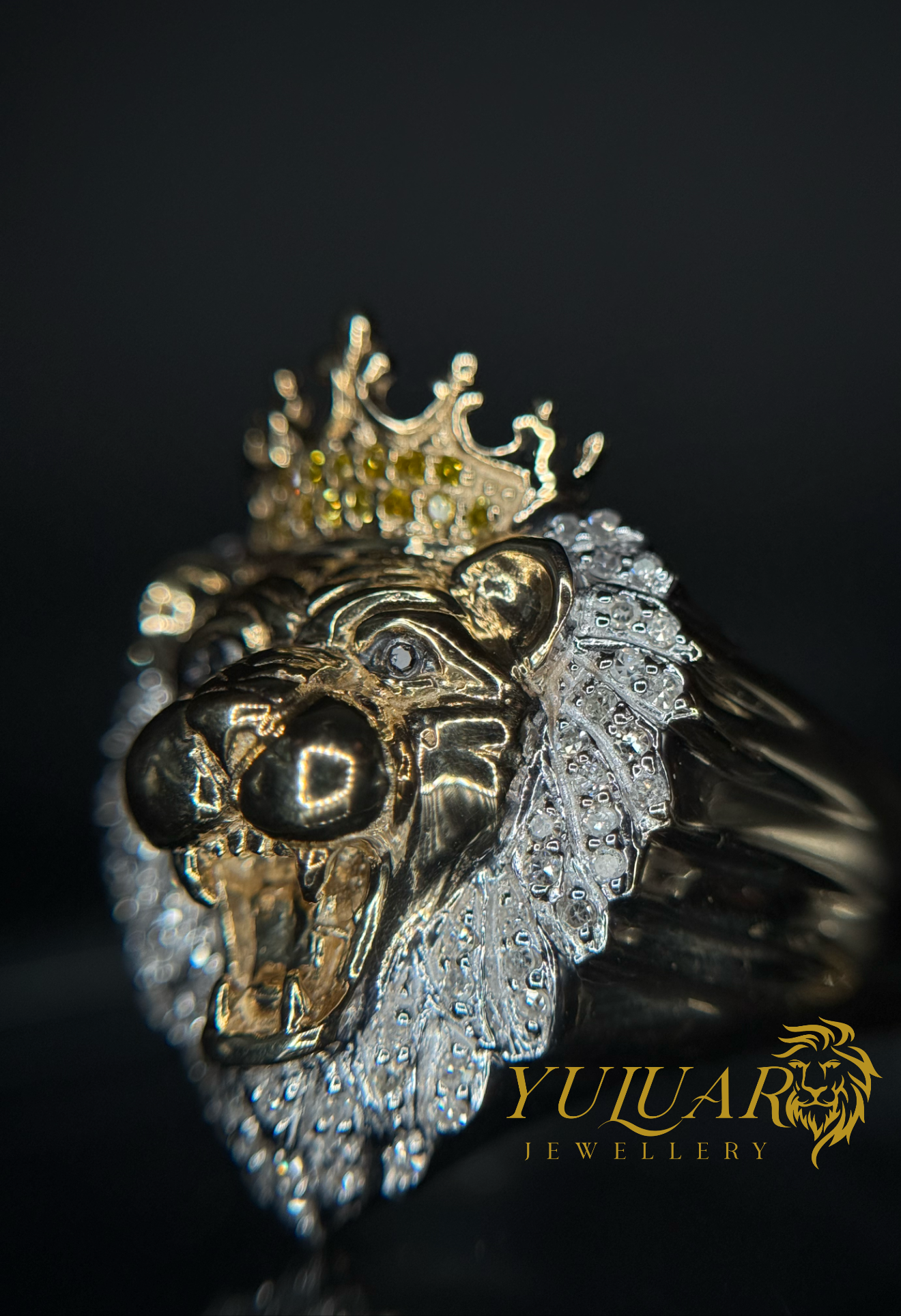 10K Men's Diamond Lion Ring