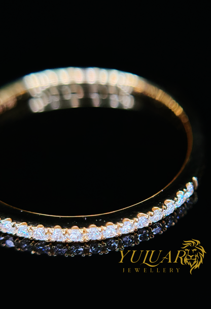 0.10 CT TW ROUND BRILLIANT NATURAL DIAMOND WEDDING BAND RING IN 14K YELLOW GOLD