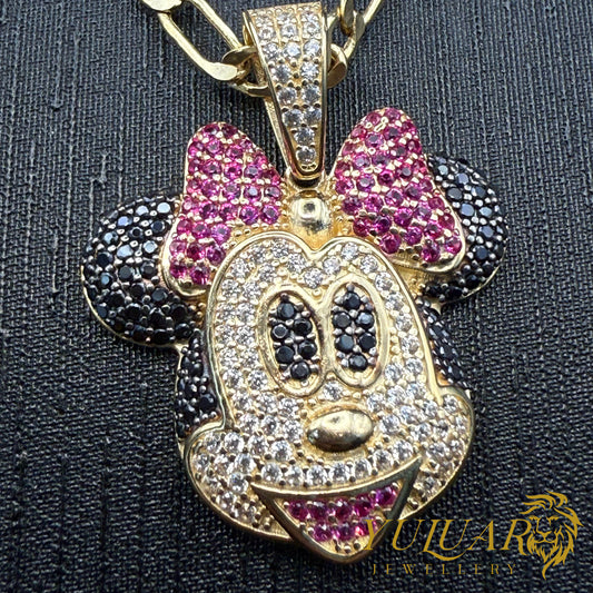 14K Minnie Mouse Pendant CZ