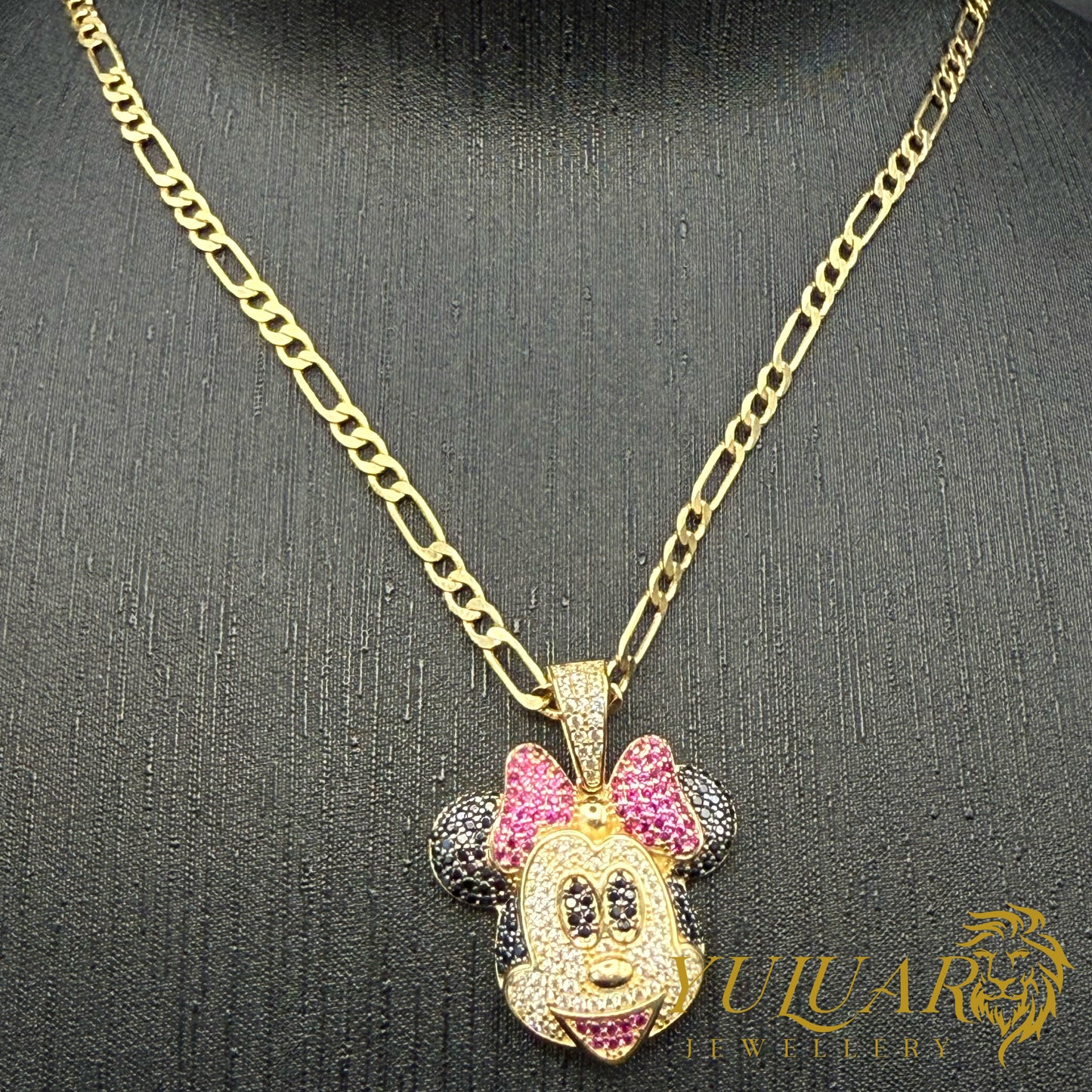 14K Minnie Mouse Pendant CZ