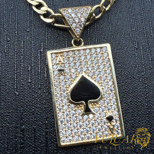Ace of Spades Card Pendant CZ