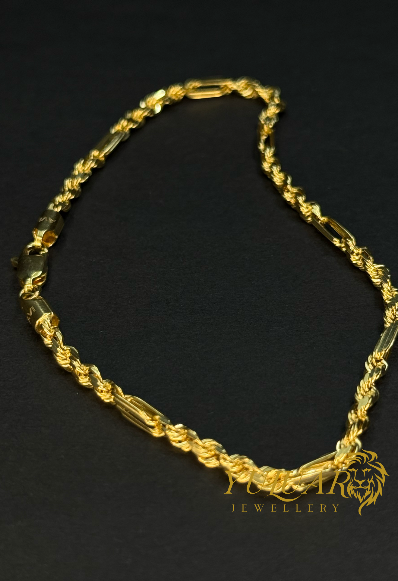 14K Solid Rope Figaro Bracelet