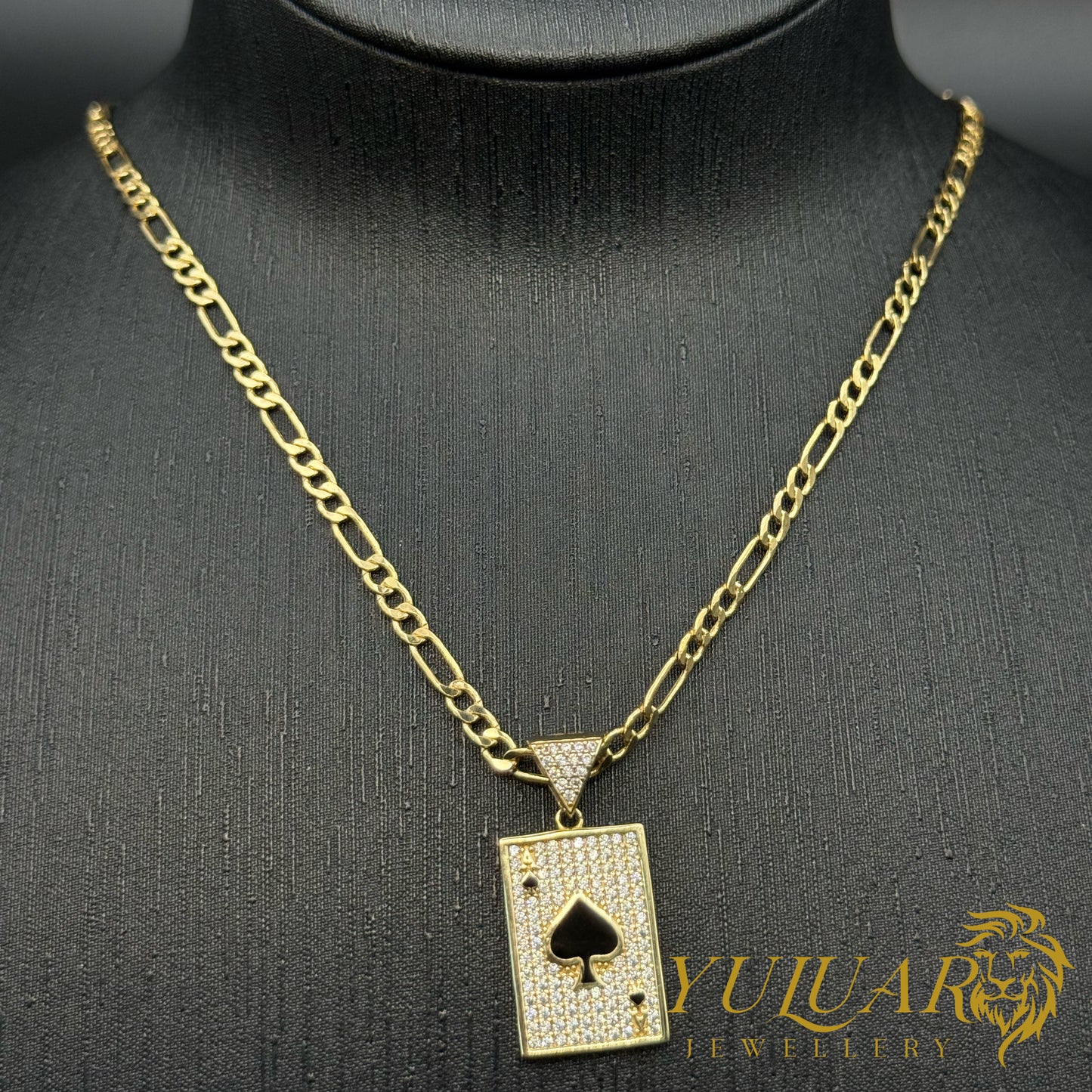 Ace of Spades Card Pendant CZ