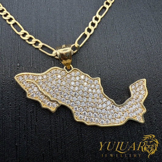 Mexico Map Pendant 14K