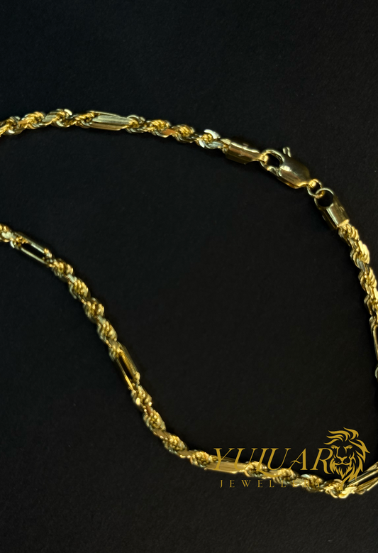 14K Solid Rope Figaro Bracelet