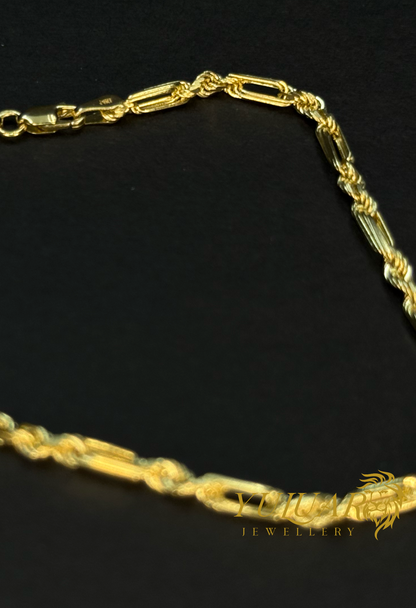 14K Solid Rope Figaro Bracelet
