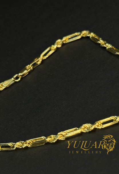 14K Solid Rope Figaro Bracelet