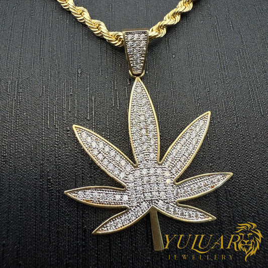 Cannabis 14K Pendant Diamond-Cut