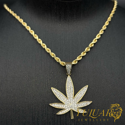 Cannabis 14K Pendant Diamond-Cut
