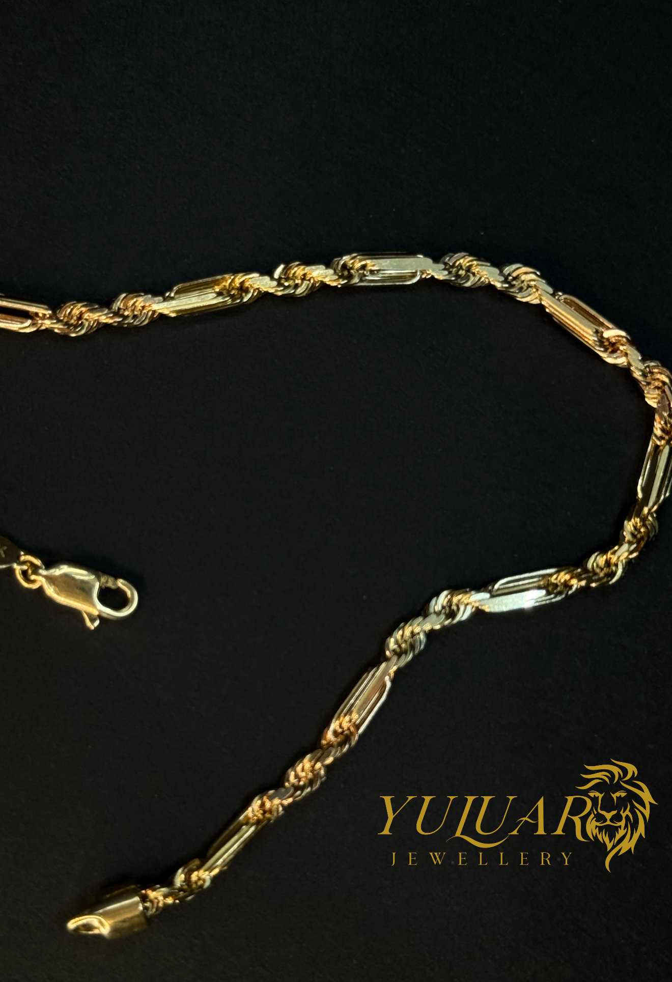 14K 3-TONES ROPE FIGARO BRACELET