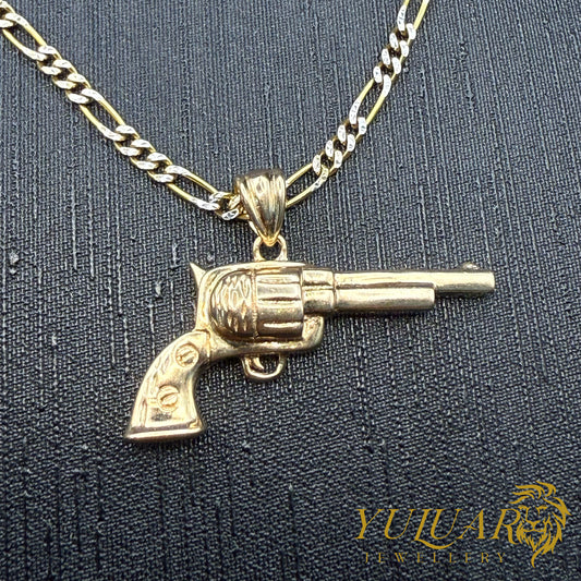 Gun 14K Gold Pendant