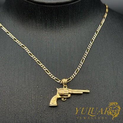 Gun 14K Gold Pendant