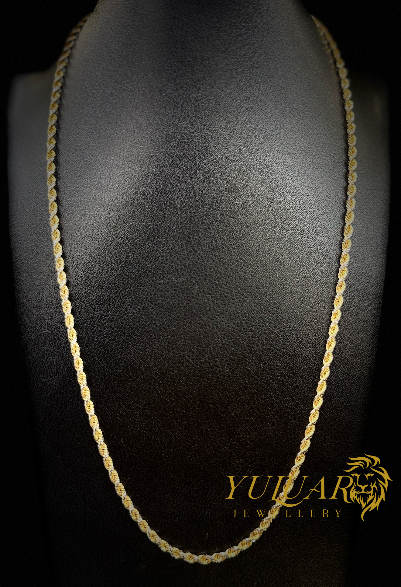 14K 2-TONES SOLID ROPE CHAIN