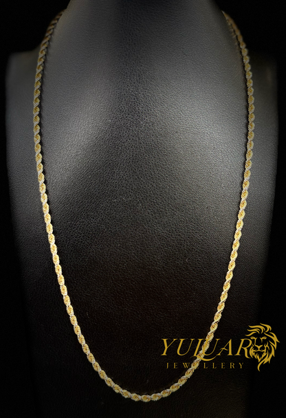 14K 2-TONES SOLID ROPE CHAIN