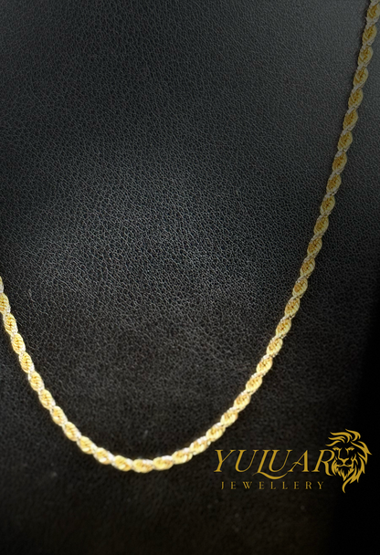 14K 2-TONES SOLID ROPE CHAIN