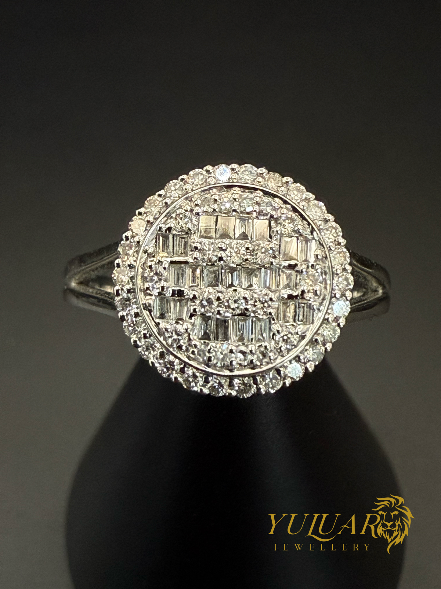 Women’s 14K White Gold Round Diamond Cluster Ring .37 Carats