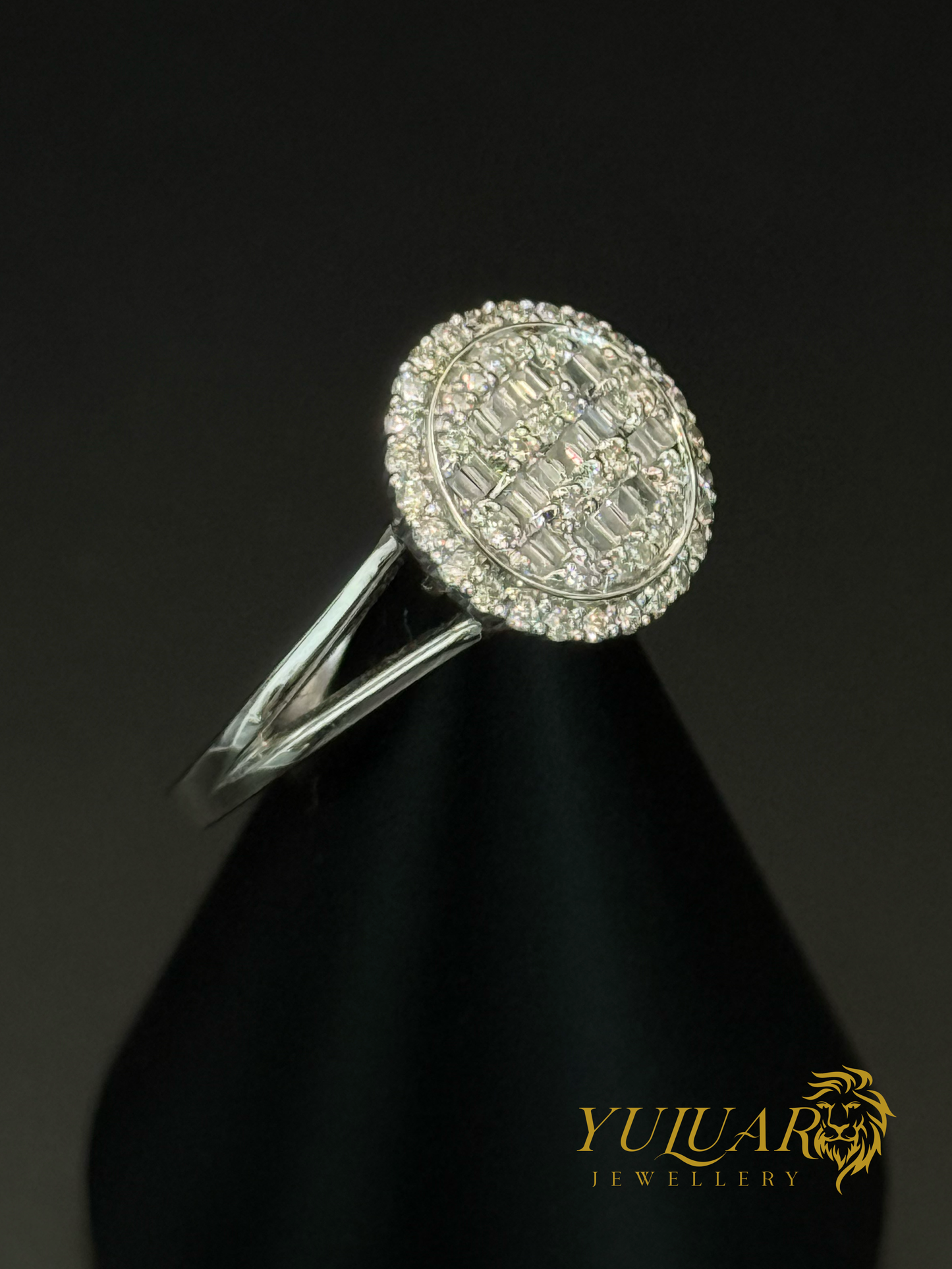 Women’s 14K White Gold Round Diamond Cluster Ring .37 Carats