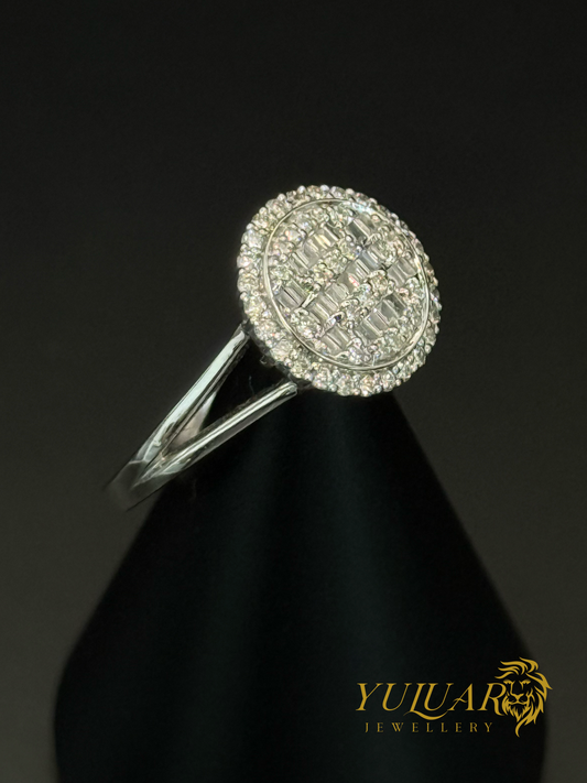 Women’s 14K White Gold Round Diamond Cluster Ring .37 Carats
