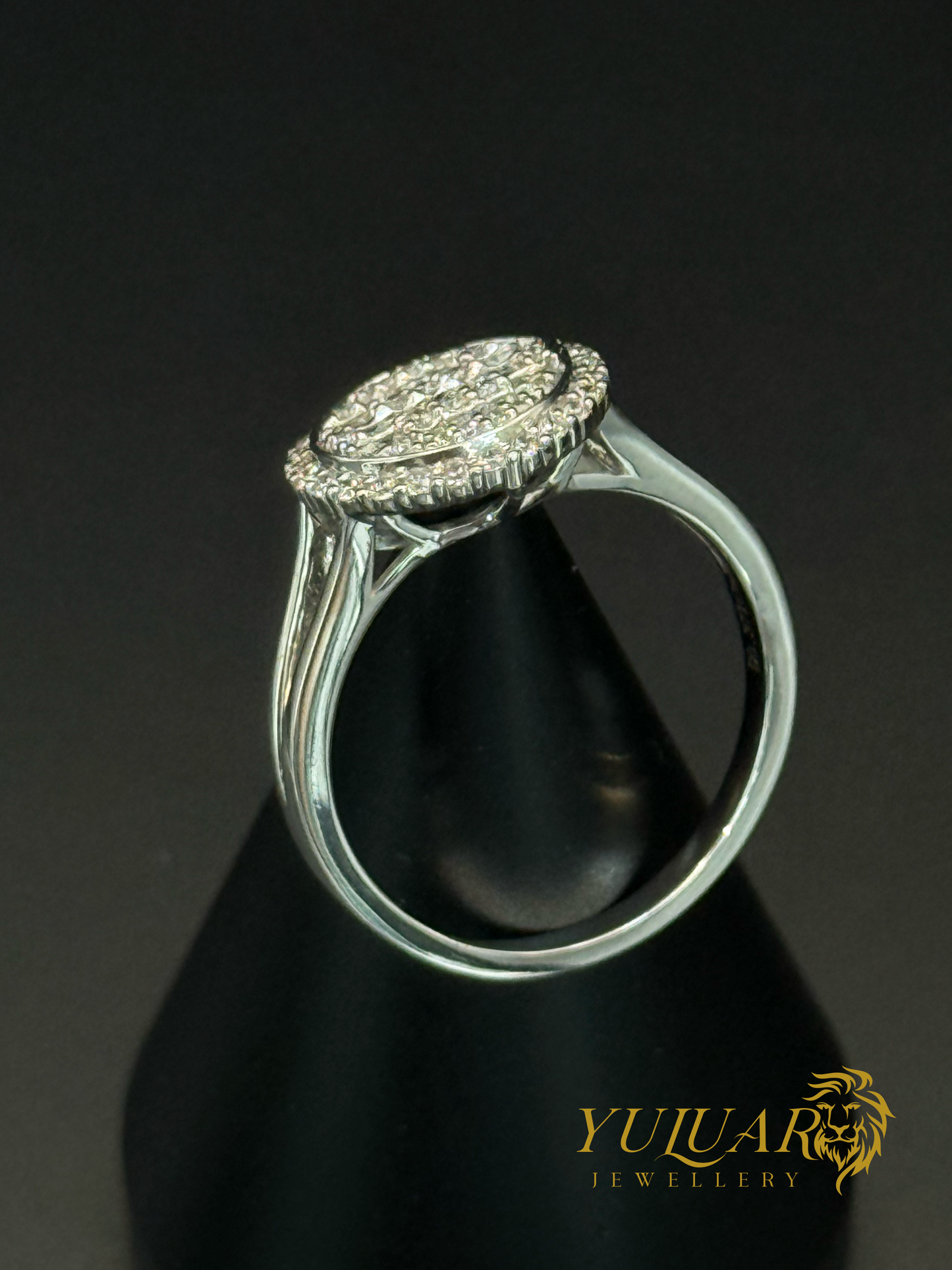 Women’s 14K White Gold Round Diamond Cluster Ring .37 Carats