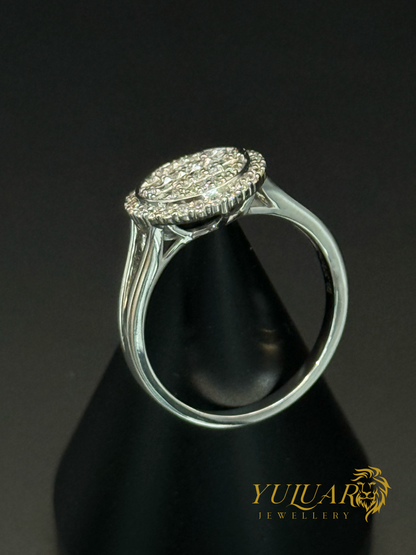 Women’s 14K White Gold Round Diamond Cluster Ring .37 Carats