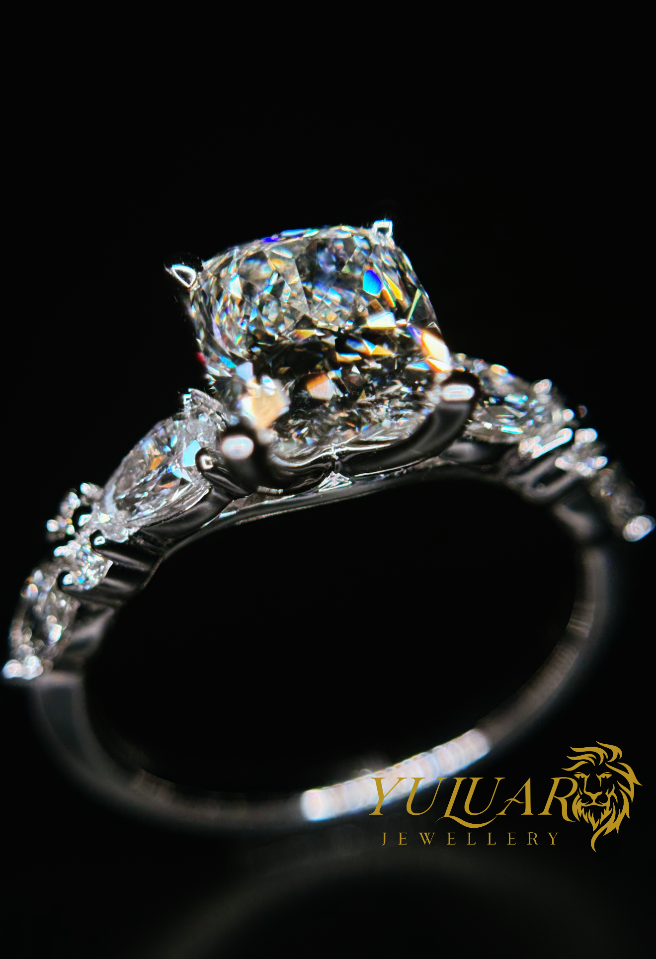 2.85 CT TW CUSHION BRILLIANT CERTIFIED LAB-GROWN DIAMOND ENGAGEMENT RING IN 14K WHITE GOLD (H/VS)