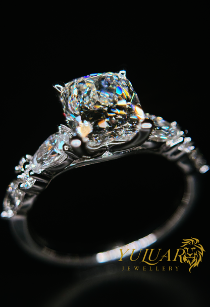 2.85 CT TW CUSHION BRILLIANT CERTIFIED LAB-GROWN DIAMOND ENGAGEMENT RING IN 14K WHITE GOLD (H/VS)