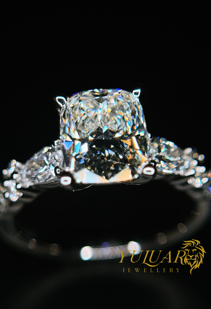 2.85 CT TW CUSHION BRILLIANT CERTIFIED LAB-GROWN DIAMOND ENGAGEMENT RING IN 14K WHITE GOLD (H/VS)