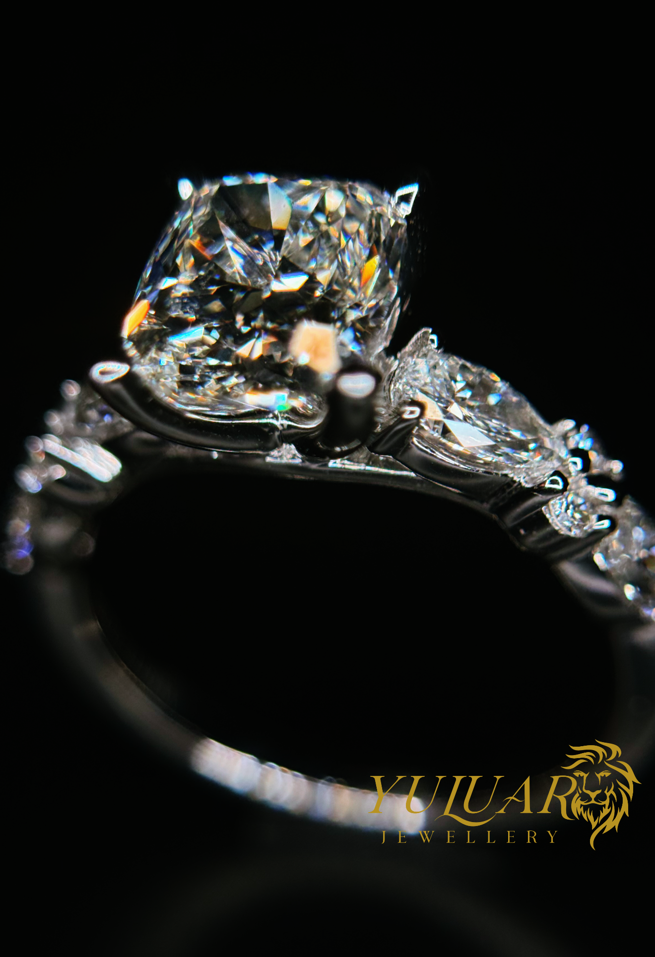 2.85 CT TW CUSHION BRILLIANT CERTIFIED LAB-GROWN DIAMOND ENGAGEMENT RING IN 14K WHITE GOLD (H/VS)