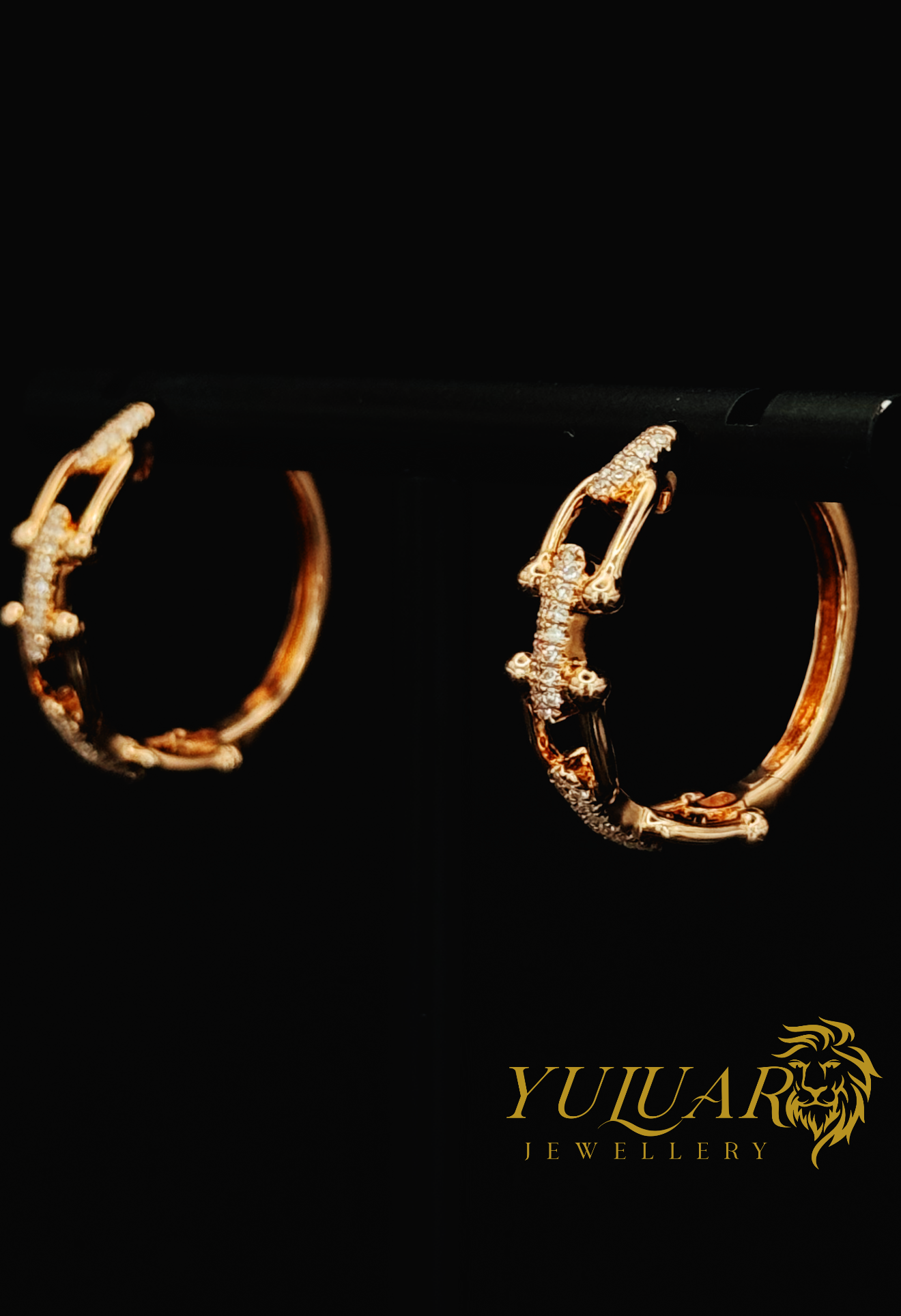 14K HARDWEAR INSPIRED HOOPS .225 CTS NAT DIA