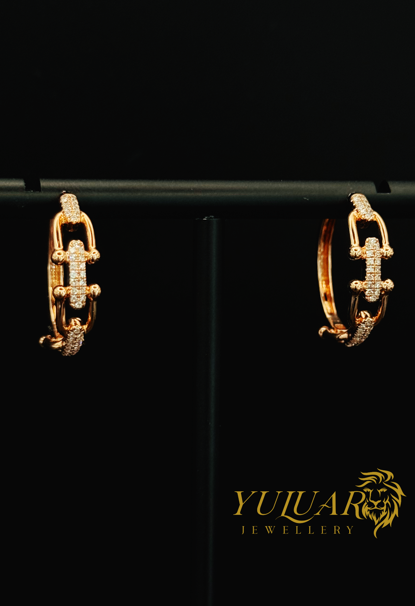 14K HARDWEAR INSPIRED HOOPS .225 CTS NAT DIA