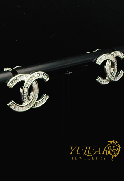 14K CC WHITE GOLD STUD EARRINGS 0.492 CTS NAT DIA