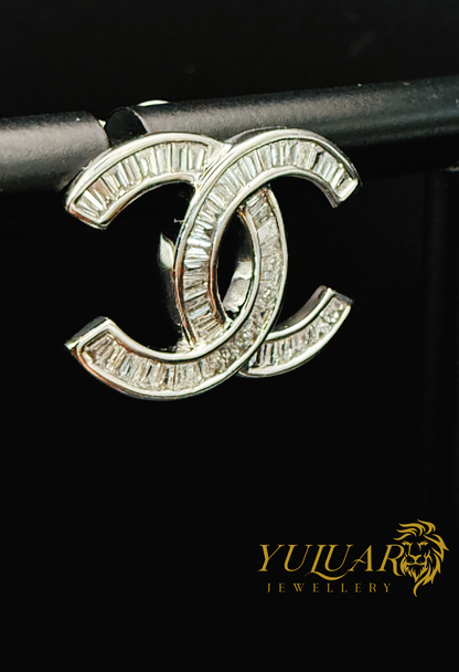 14K CC WHITE GOLD STUD EARRINGS 0.492 CTS NAT DIA