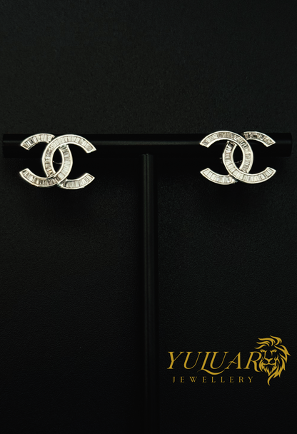 14K CC WHITE GOLD STUD EARRINGS 0.492 CTS NAT DIA