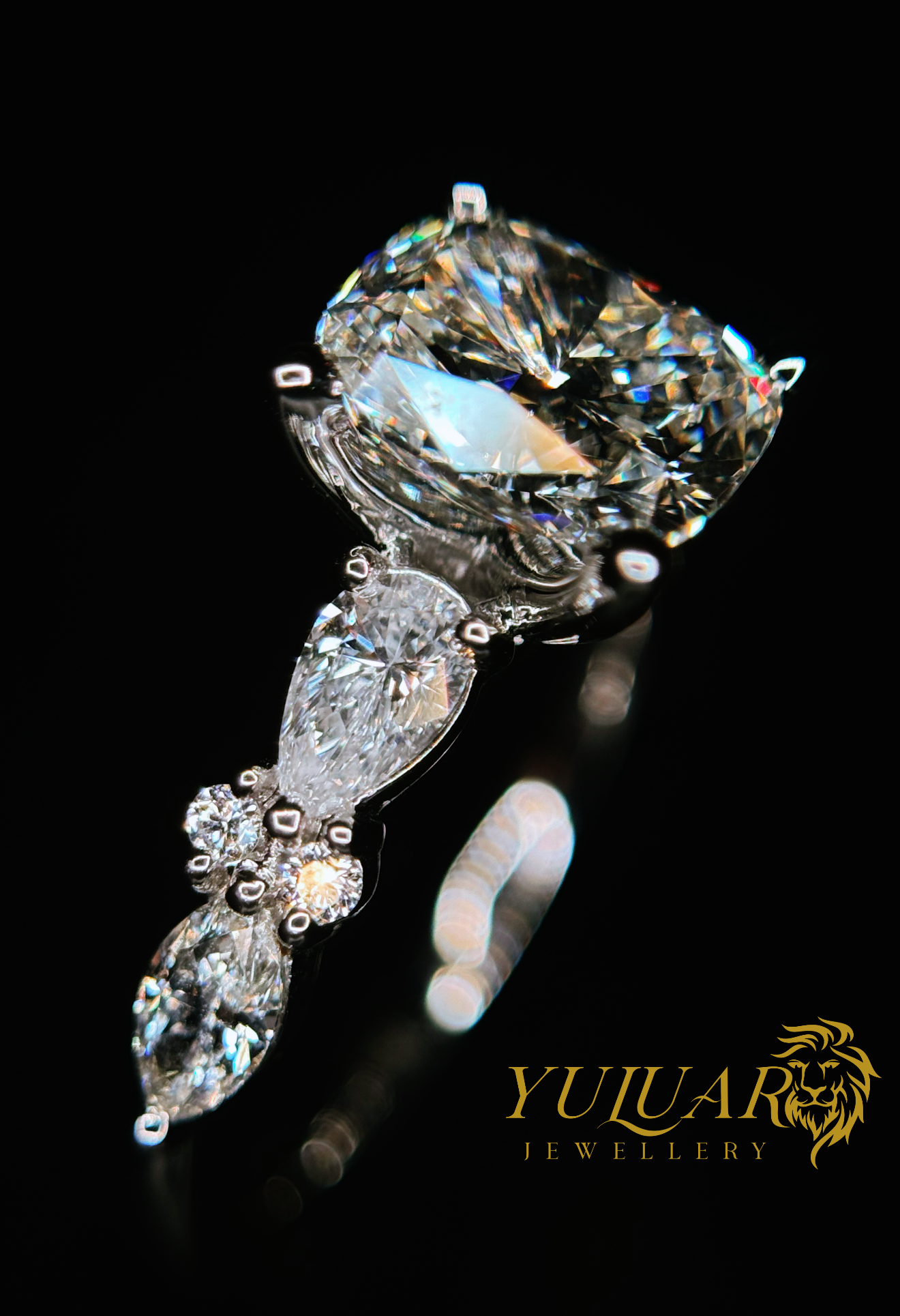 2.85 CT TW CUSHION BRILLIANT CERTIFIED LAB-GROWN DIAMOND ENGAGEMENT RING IN 14K WHITE GOLD (H/VS)