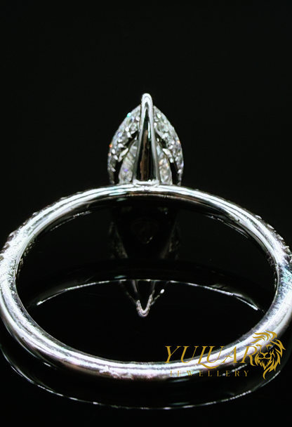 1.75 CT TW PEAR BRILLIANT CERTIFIED LAB-GROWN DIAMOND ENGAGEMENT PAVE BAND RING IN 14K WHITE GOLD (VS)