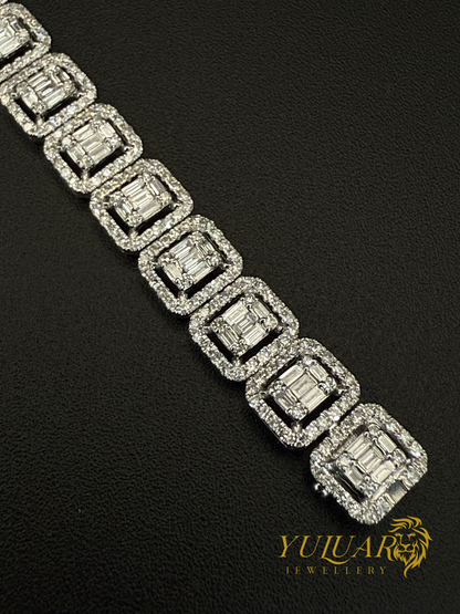 Baguette Natural Diamond Link Bracelet 3.03 Carats