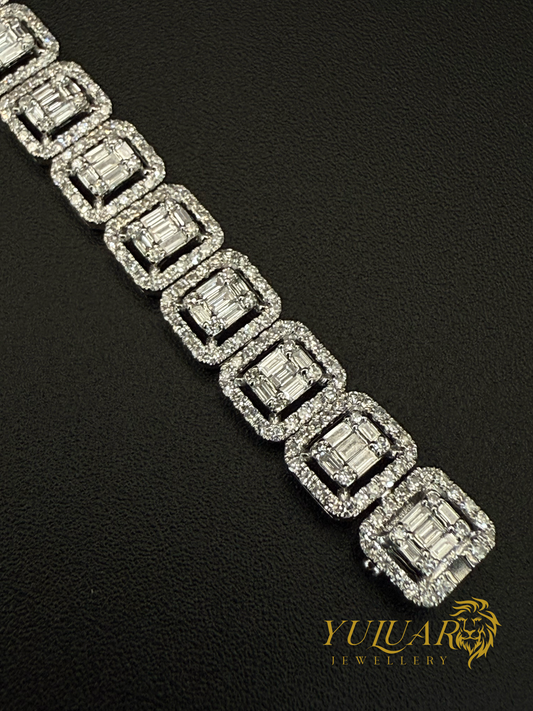 Baguette Natural Diamond Link Bracelet 3.03 Carats