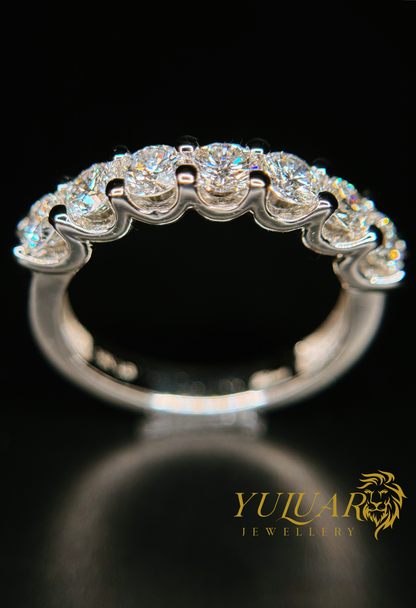 1.26 CT TW ROUND BRILLIANT CERTIFIED LAB-GROWN DIAMOND WEDDING BAND RING IN 14K WHITE GOLD (G-H/VS)